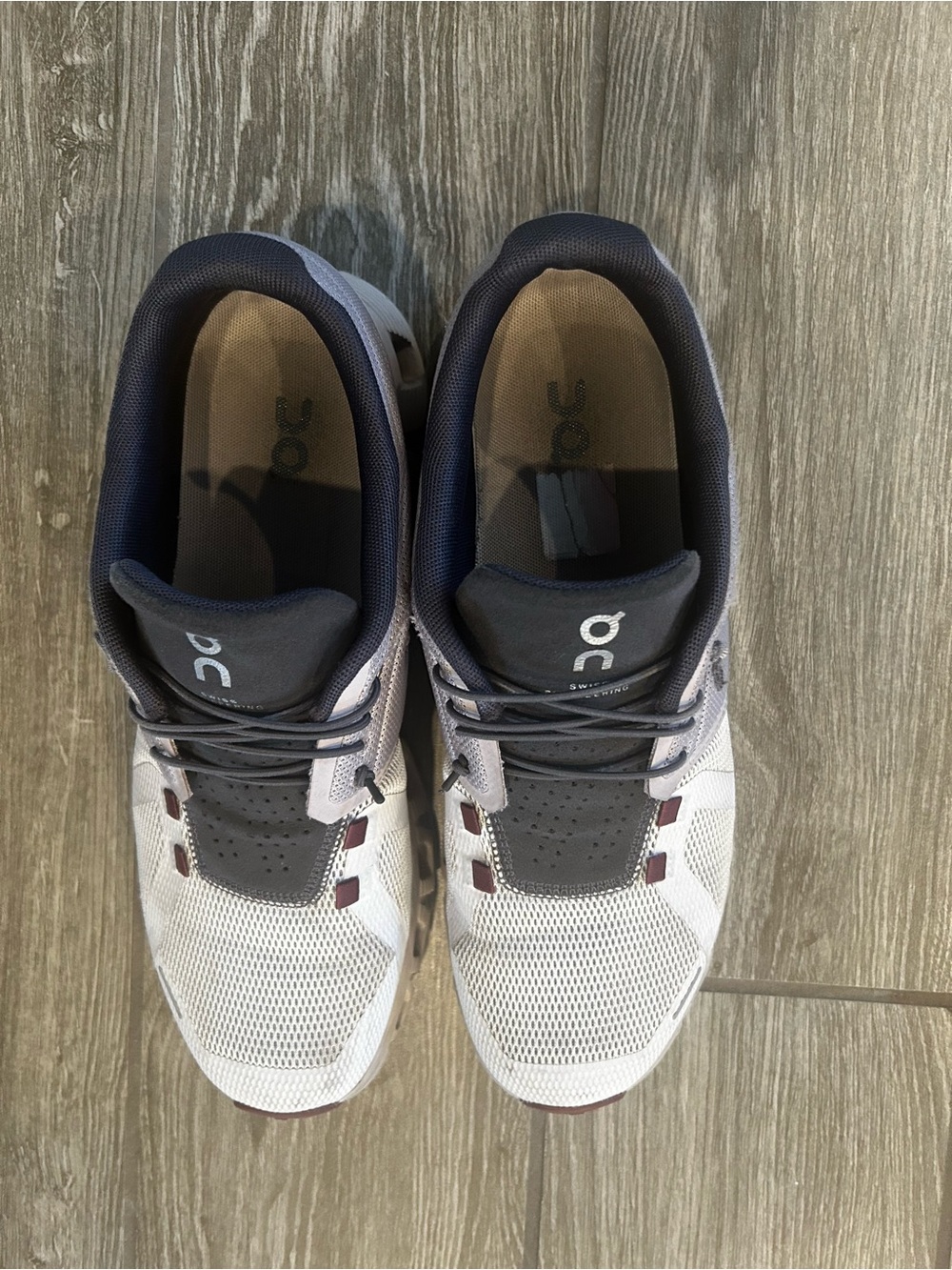 On Running Women’s White and gray and burgundy Performance Sneakers